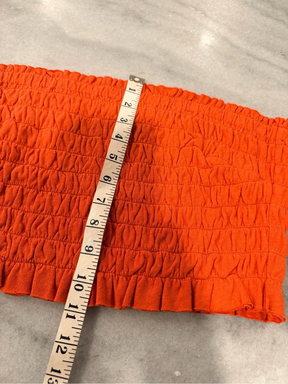 NWOT Free People Beach Size L Orange Smocked Linen Blend Strapless Tube Top